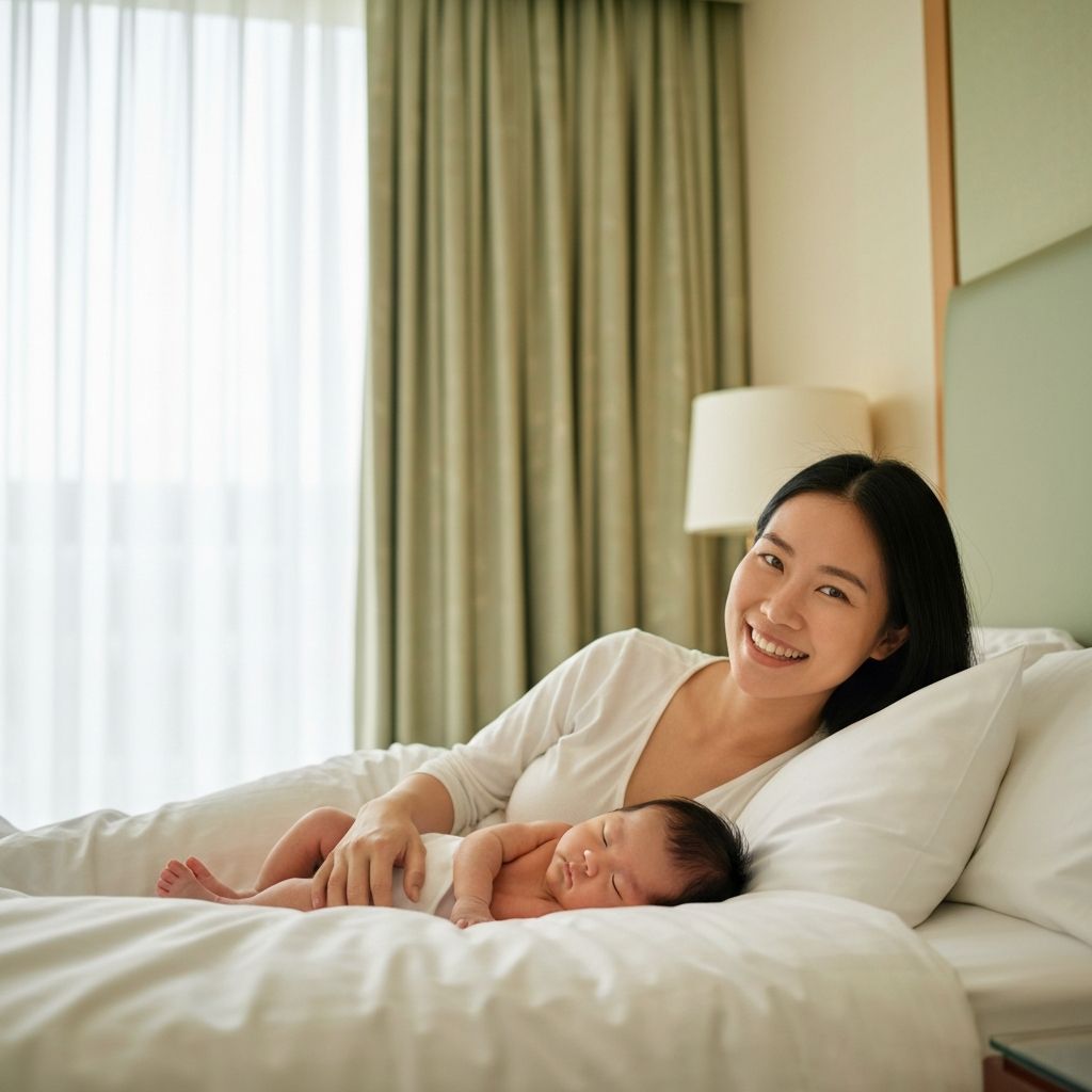 New mother resting with her newborn